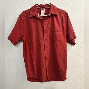 The North Face Button-Up Shirt Short Sleeve Red Stripe Plaid Men's Size Medium